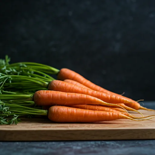Fresh organic carrots with leafy tops