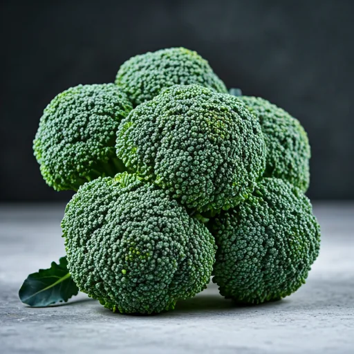 Fresh organic broccoli crowns