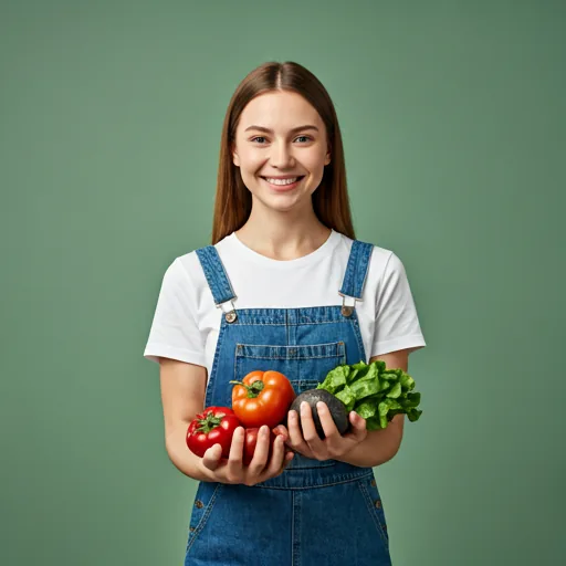 Sarah Jenkins holding a basket of vegetables