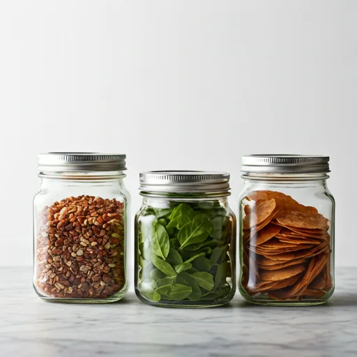 Jars of grains and pantry staples