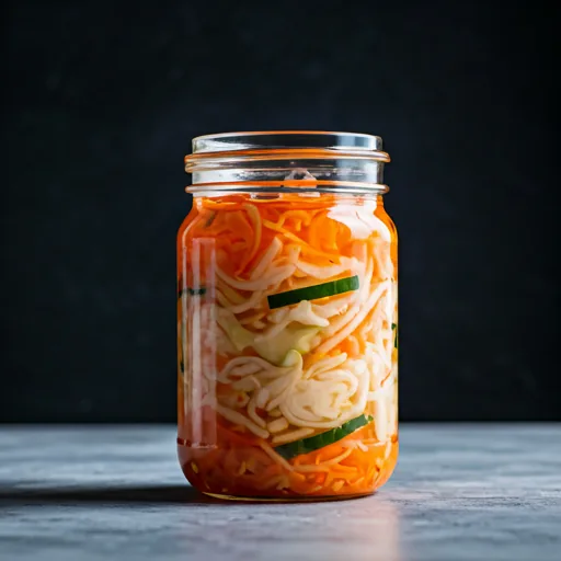 Jars of colorful fermented vegetables